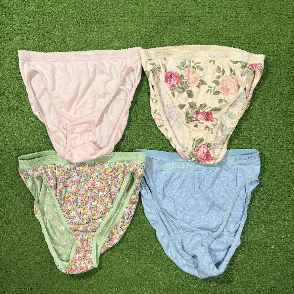 Vintage Victorias Secret 2000s Signature 100% Cotton HI-LEG BRIEF Size M Floral